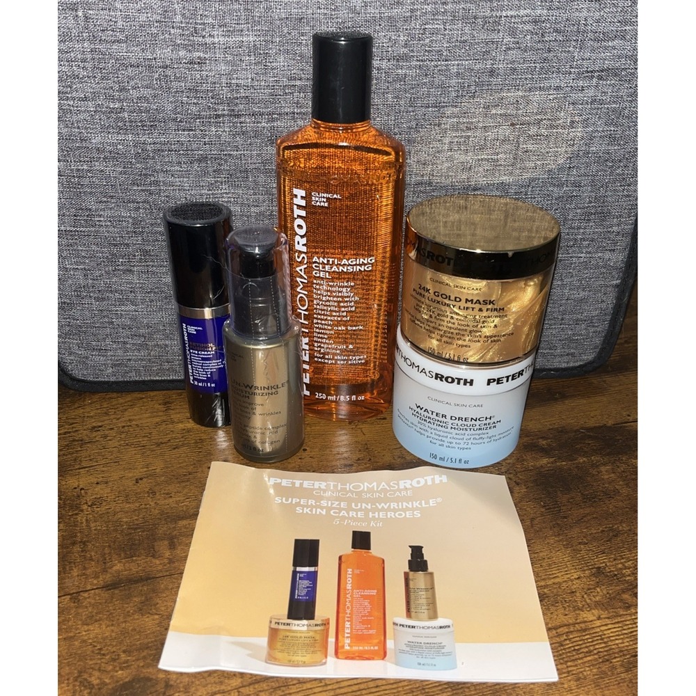 Peter Thomas Roth 24K Gold Mask Water Drench Super Size / Un Wrinkle 5 Pc Set